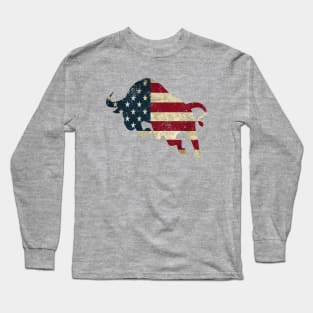 American Flag Bull Long Sleeve T-Shirt